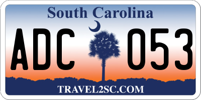 SC license plate ADC053