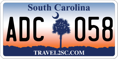 SC license plate ADC058
