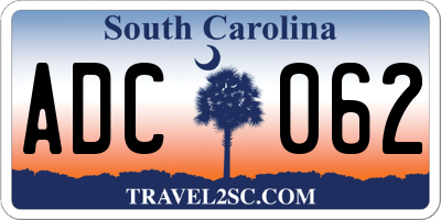SC license plate ADC062