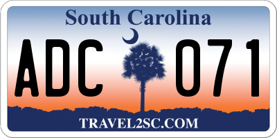 SC license plate ADC071