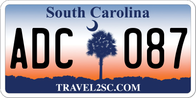 SC license plate ADC087
