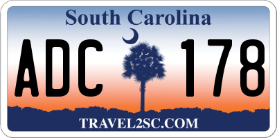 SC license plate ADC178