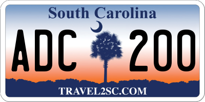 SC license plate ADC200