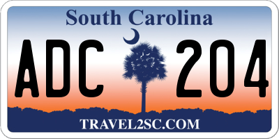 SC license plate ADC204