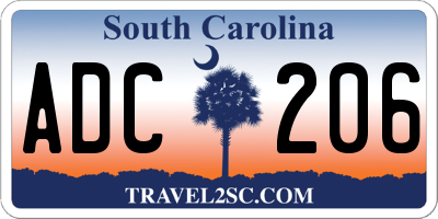 SC license plate ADC206
