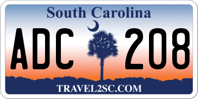 SC license plate ADC208