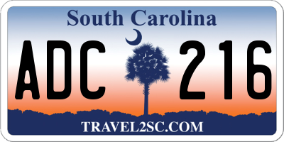 SC license plate ADC216