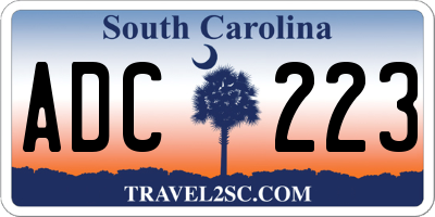 SC license plate ADC223