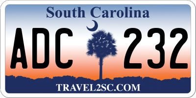 SC license plate ADC232