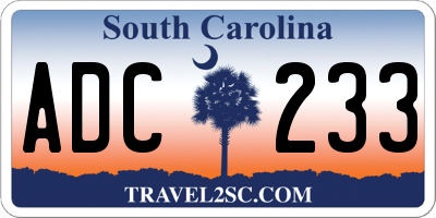SC license plate ADC233