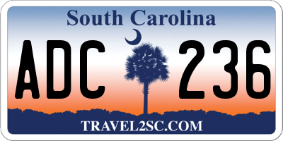 SC license plate ADC236