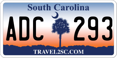 SC license plate ADC293