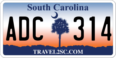 SC license plate ADC314