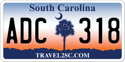 SC license plate ADC318