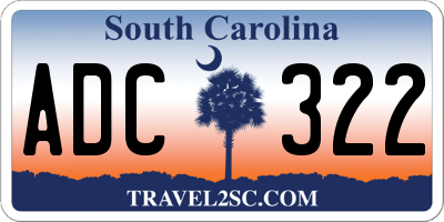 SC license plate ADC322