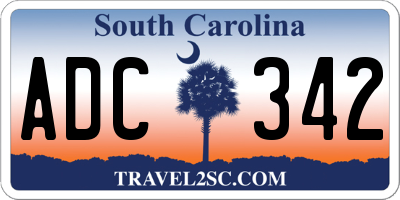 SC license plate ADC342