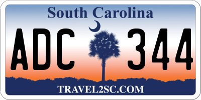 SC license plate ADC344