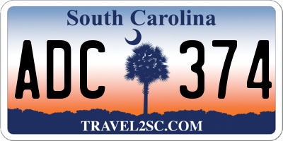 SC license plate ADC374