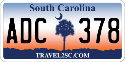 SC license plate ADC378