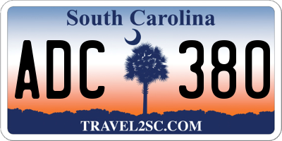 SC license plate ADC380