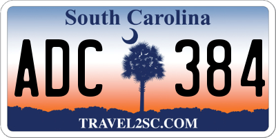 SC license plate ADC384