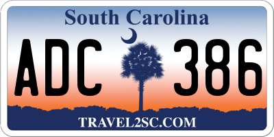 SC license plate ADC386