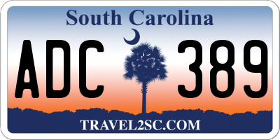 SC license plate ADC389