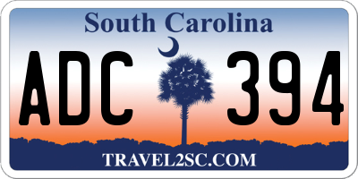 SC license plate ADC394
