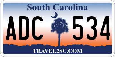 SC license plate ADC534