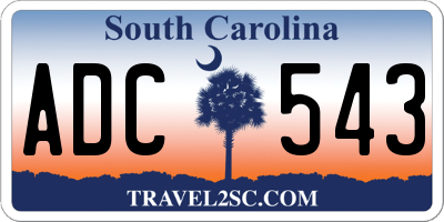 SC license plate ADC543