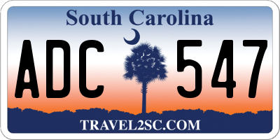 SC license plate ADC547