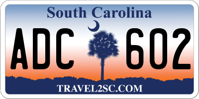 SC license plate ADC602