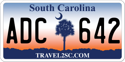 SC license plate ADC642