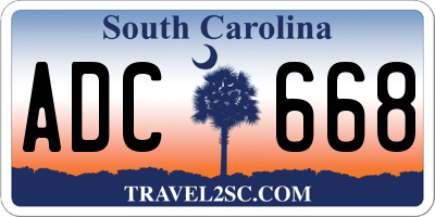 SC license plate ADC668