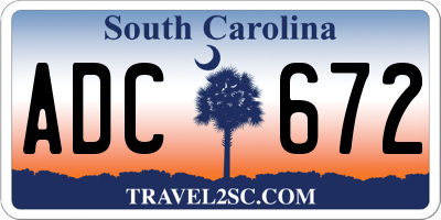 SC license plate ADC672