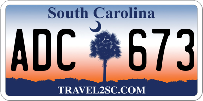 SC license plate ADC673