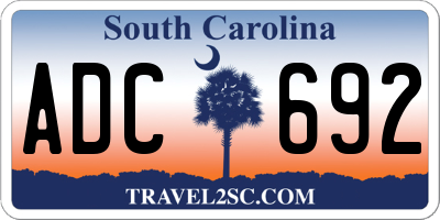 SC license plate ADC692