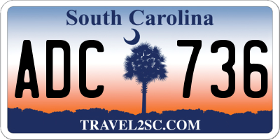 SC license plate ADC736