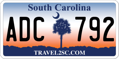 SC license plate ADC792