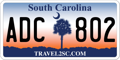 SC license plate ADC802