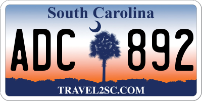 SC license plate ADC892