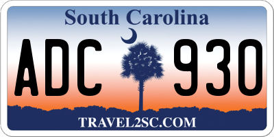 SC license plate ADC930