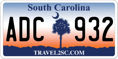 SC license plate ADC932
