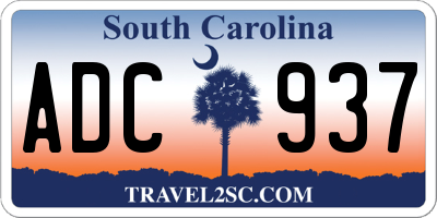 SC license plate ADC937