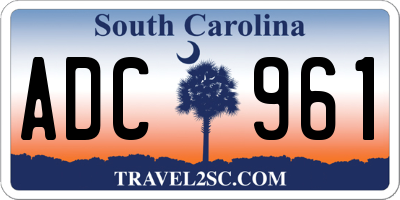 SC license plate ADC961