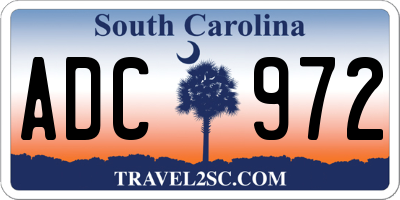 SC license plate ADC972
