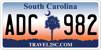 SC license plate ADC982