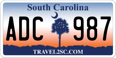 SC license plate ADC987