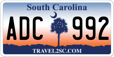 SC license plate ADC992