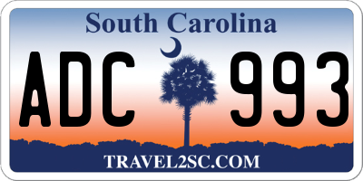 SC license plate ADC993